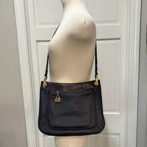 Carriage House black pebbled leather purse with gold accents